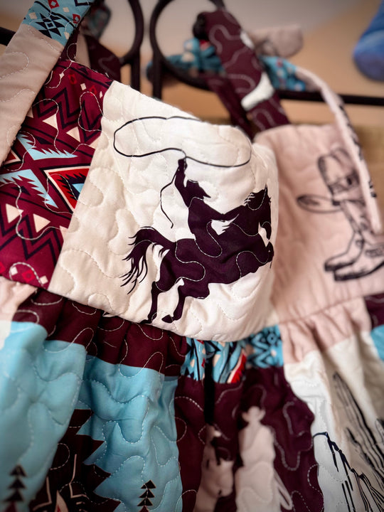 The Turquoise Cowgirl  Quilted Baby Doll Top - Handmade