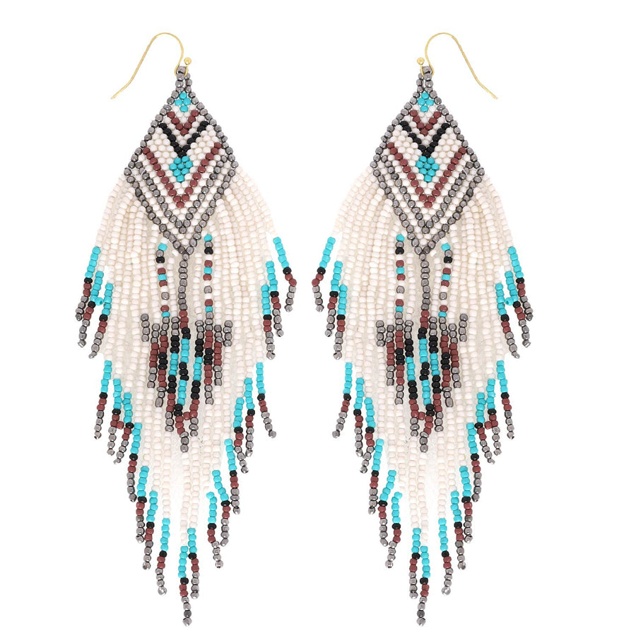BEADED FRING EARRINGS