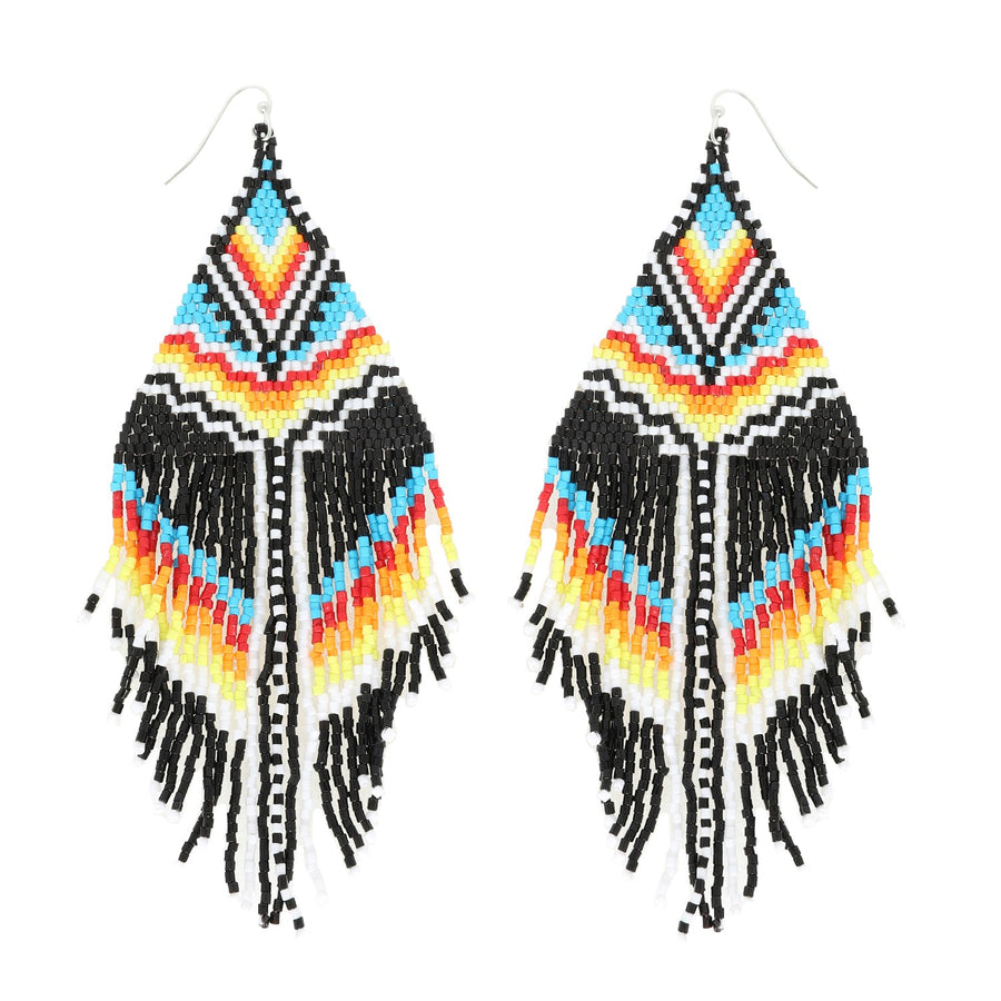 BEADED FRING EARRINGS