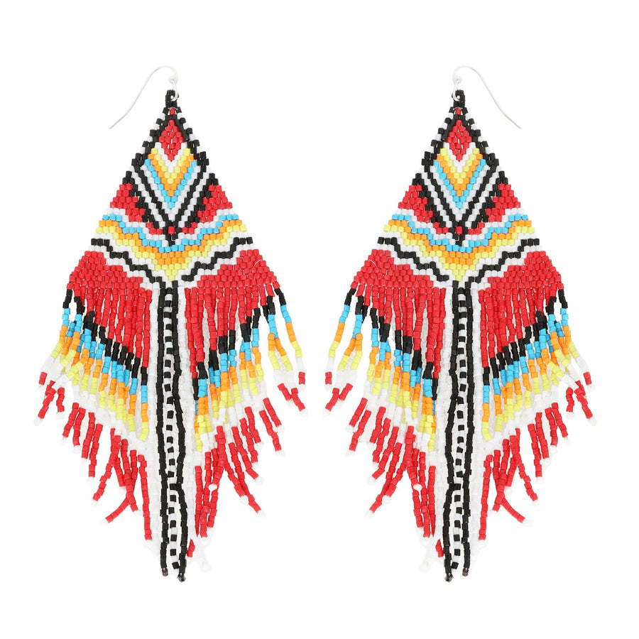 BEADED FRING EARRINGS