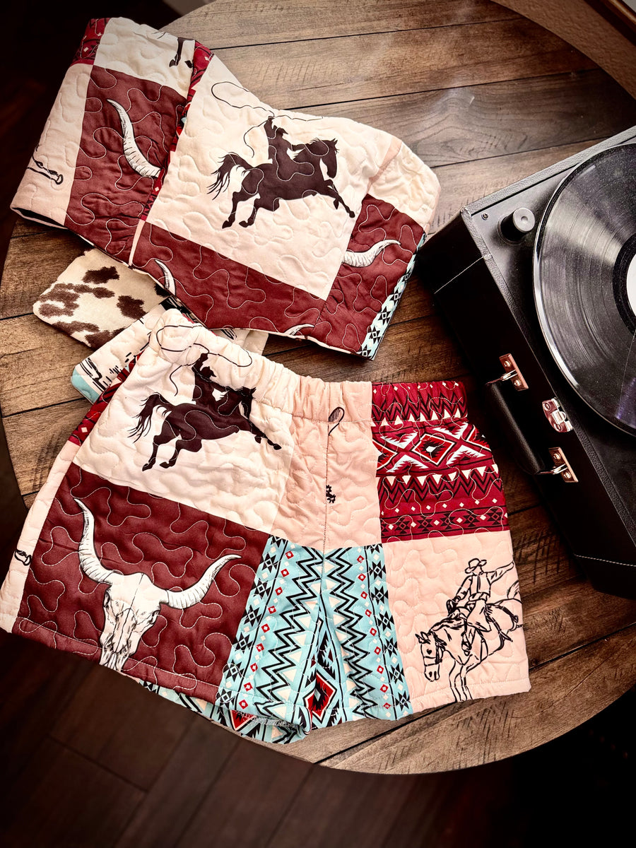 The Turquoise Cowgirl Quilted Set - Handmade
