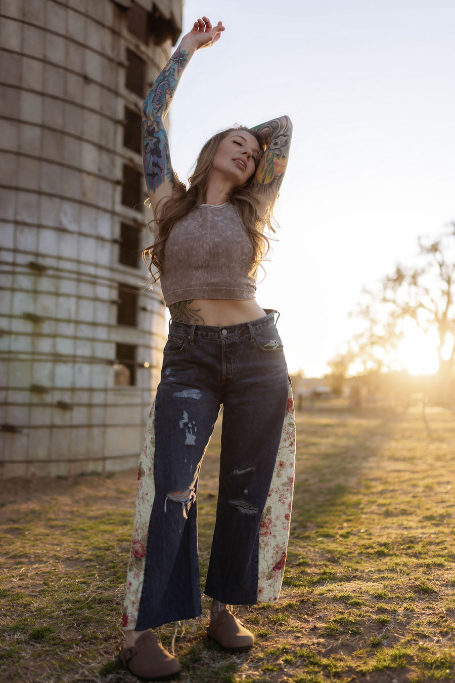 Vintage Quilted Panel Jeans