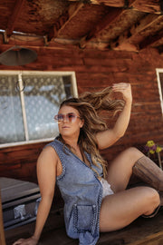 The Renegade Denim Long Line Vest