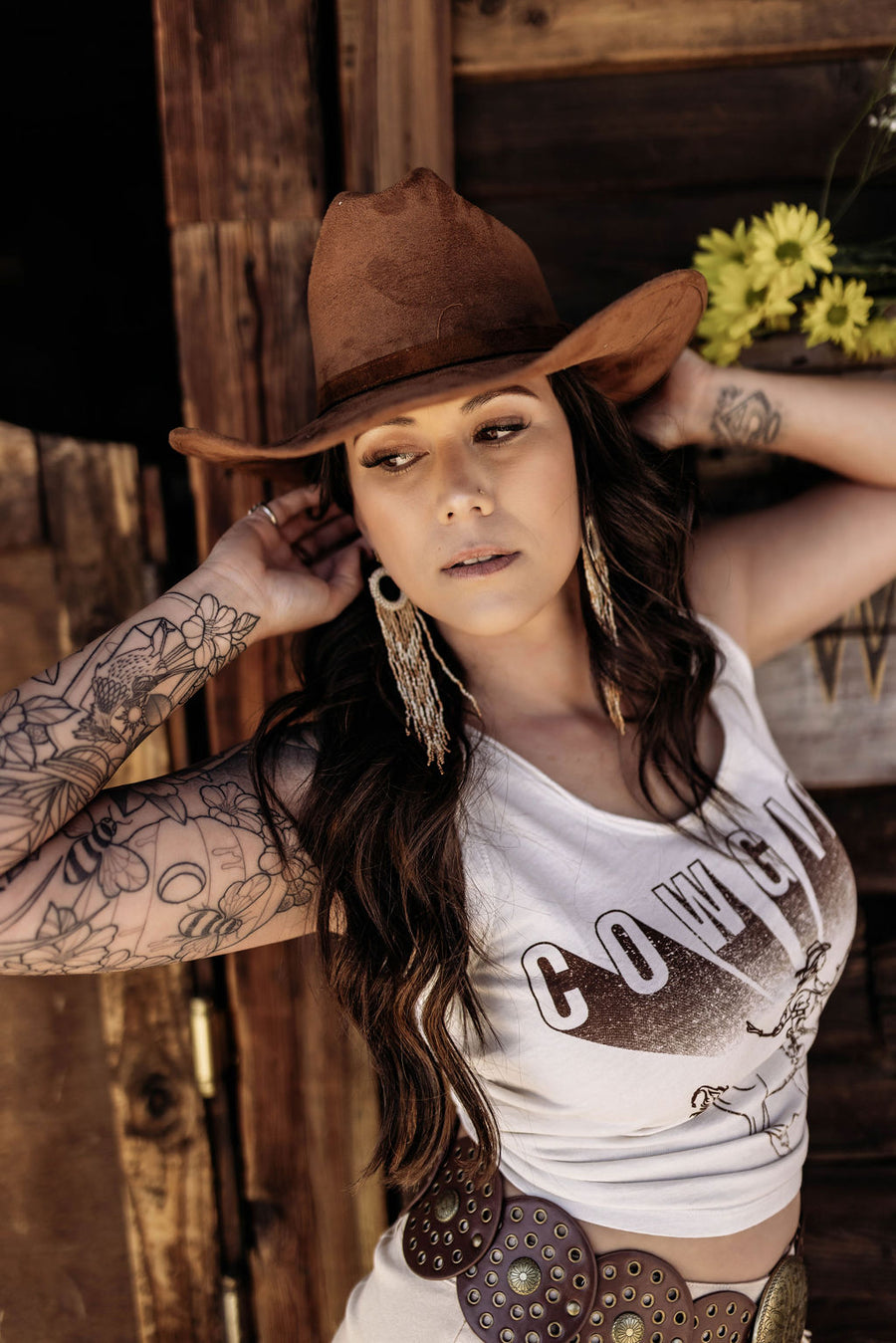 The Cowgirl Muscle Tank Top - Taupe