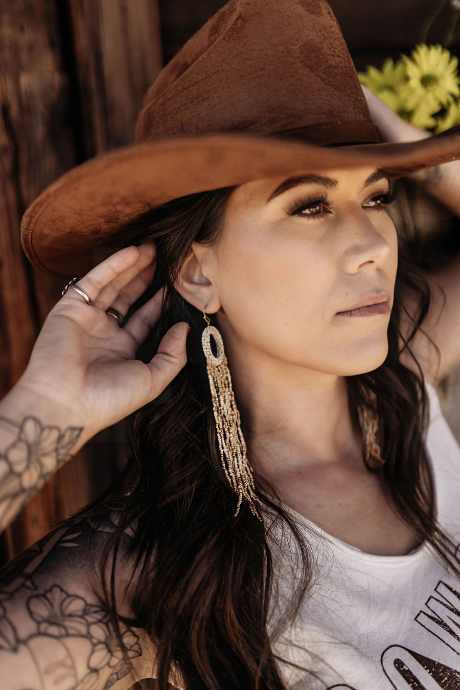 BEADED FRING EARRINGS