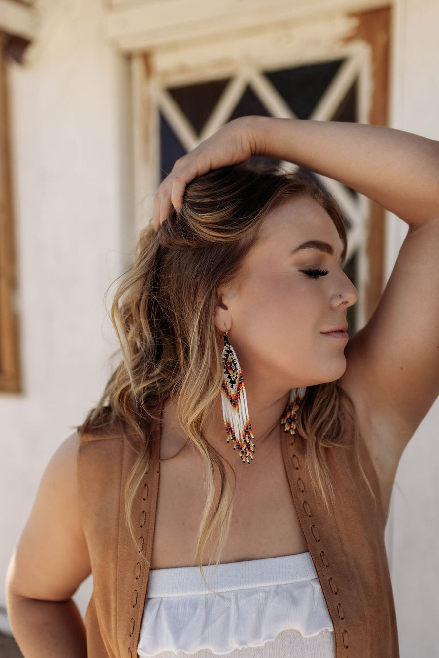 BEADED FRING EARRINGS