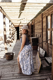 The Rebel Rose Maxi Skirt _ Blue