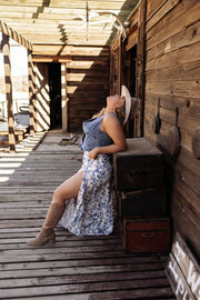 The Rebel Rose Maxi Skirt _ Blue