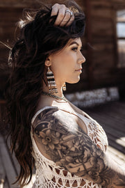 BEADED FRING EARRINGS