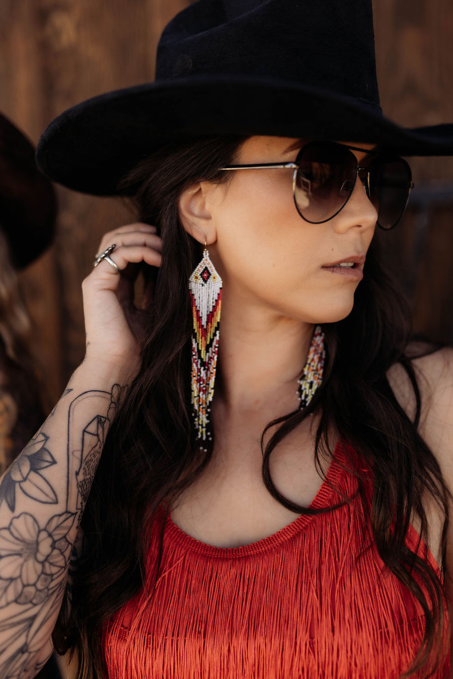 BEADED FRING EARRINGS