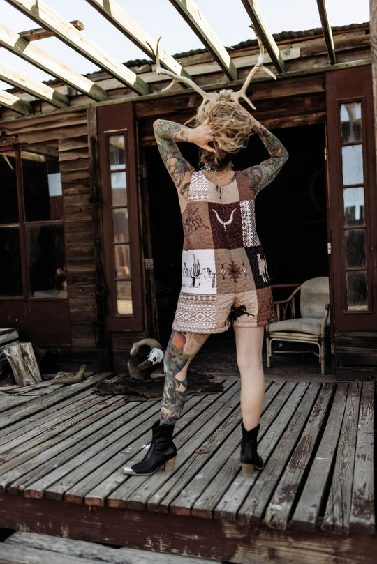 The Outlaw Cowgirl  Quilted Romper - Handmade