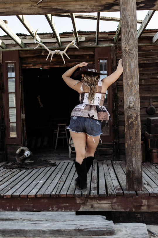 The Outlaw Cowgirl Baby Doll  Top - Handmade