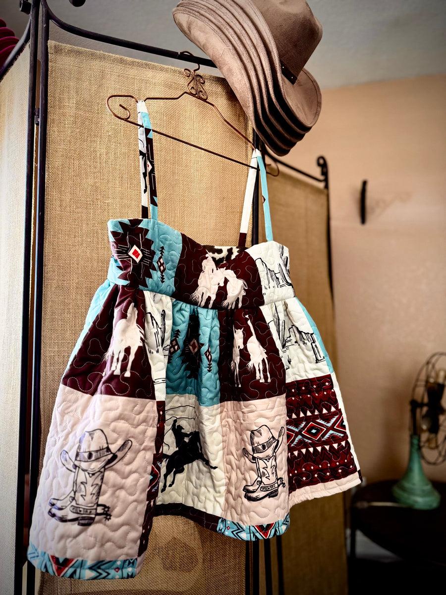 The Turquoise Cowgirl Quilted Baby Doll Dress