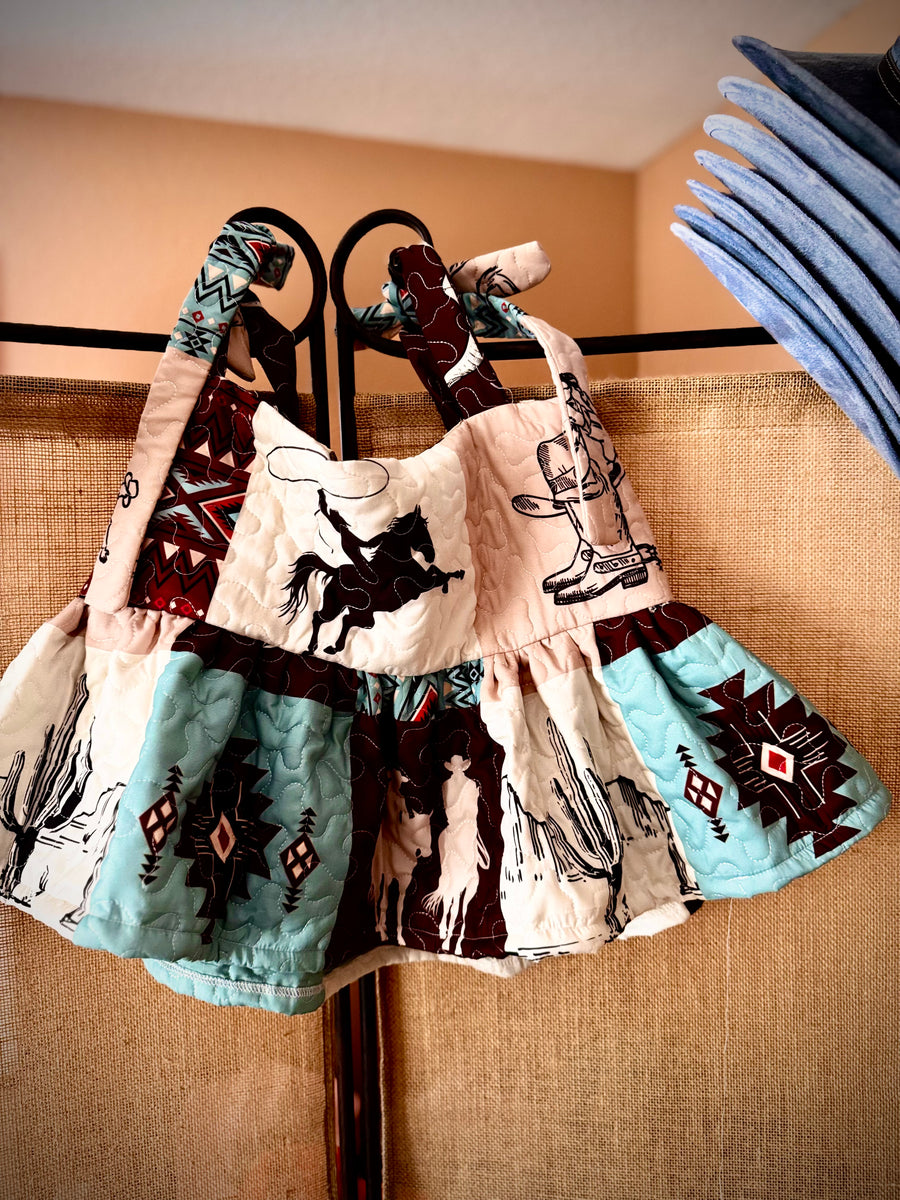 The Turquoise Cowgirl  Quilted Baby Doll Top - Handmade