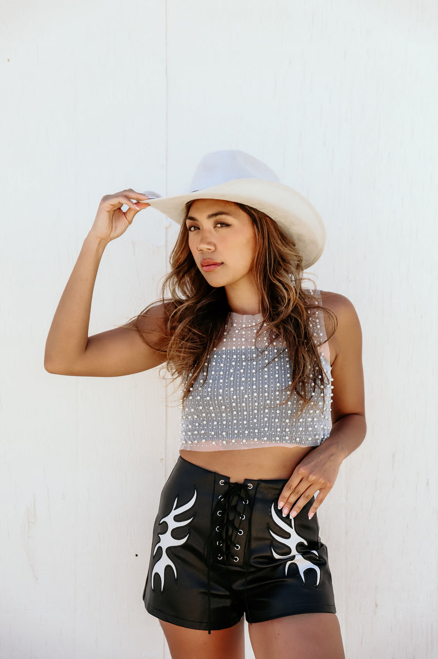 VERONICA BLACK VEGAN LEATHER SHORTS -