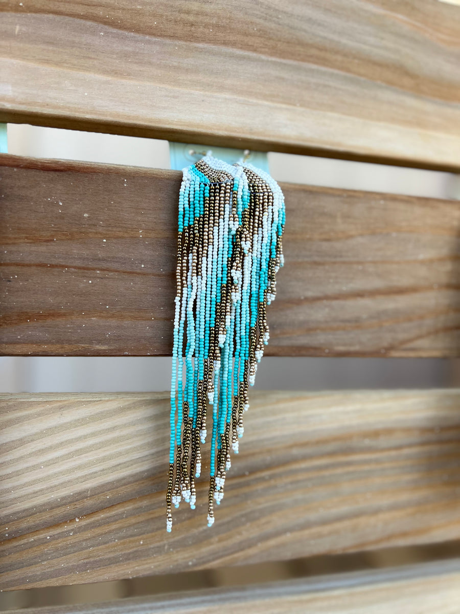 BEADED FRING EARRINGS