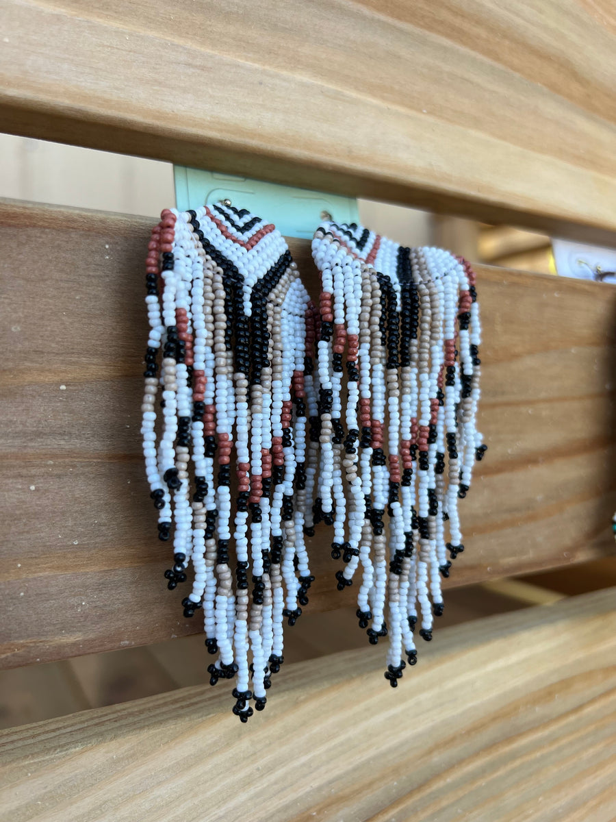 BEADED FRING EARRINGS