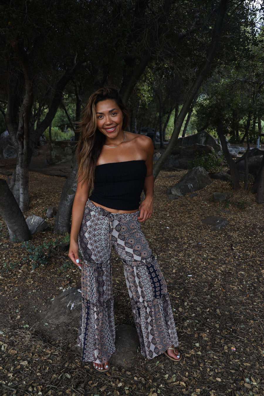 Boho Print Wide Leg  Pants