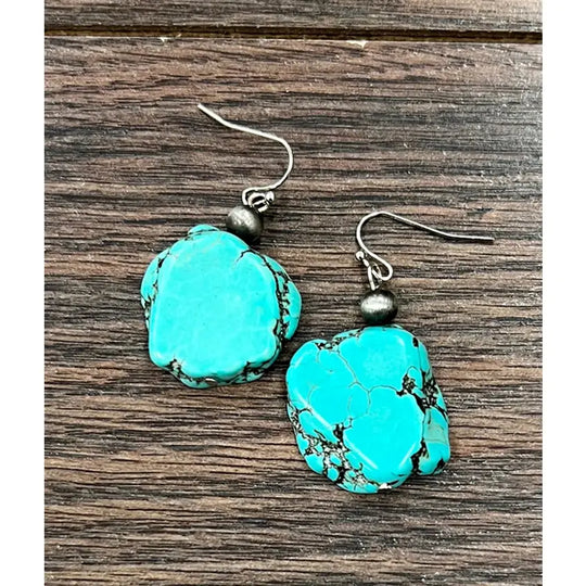 Turquoise Small Slab Drop Earrings