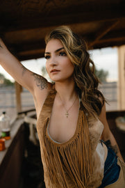The Tannery Cowhide Fringe Halter