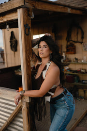 The Tannery Cowhide Fringe Halter