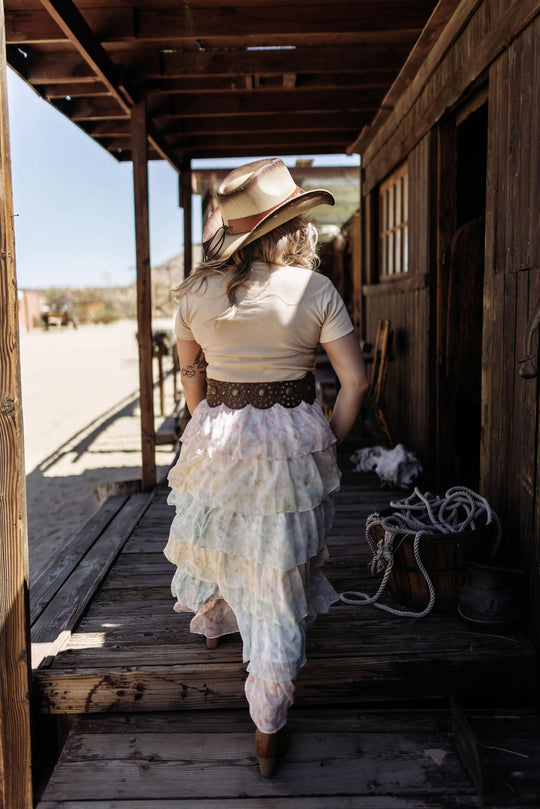 Whiskey Ruffle Tiered Maxi Skirt