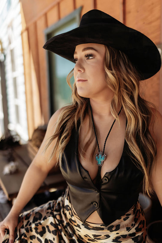 Lil Black Faux Leather Vest