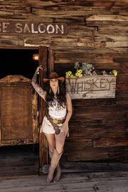 Rough Cut Cargo Mini Skirt - Tan