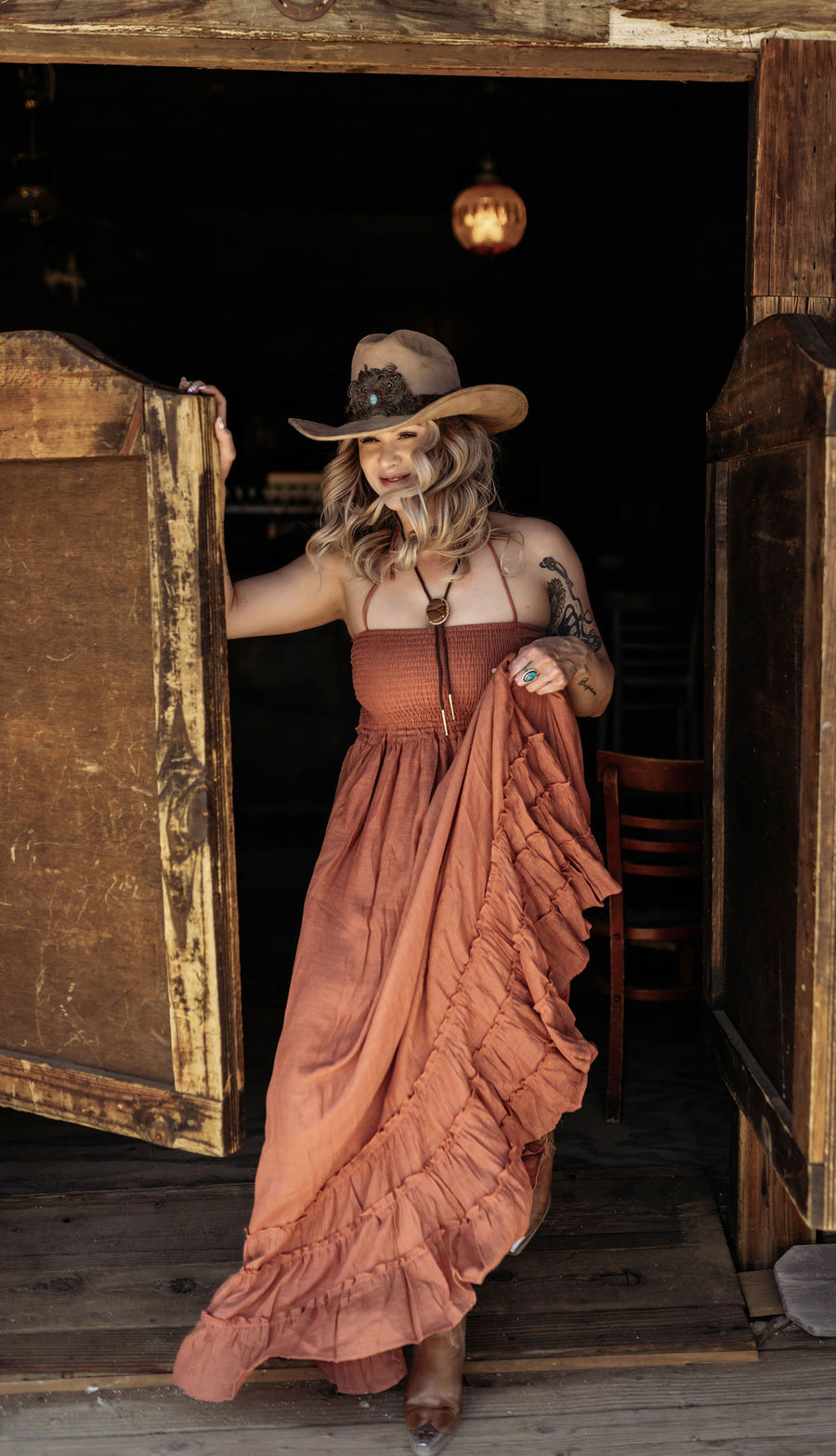 The Sundown Siren Maxi Dress- Rust