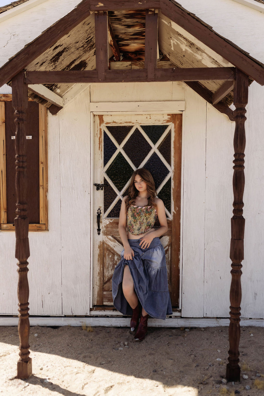 Western Sky Denim Maxi Skirt - Blue