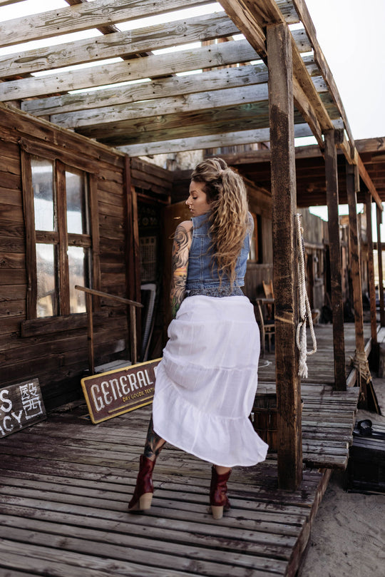 Backroad Halo  Maxi Skirt - White