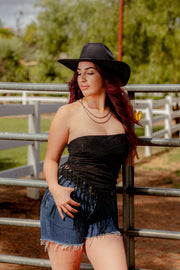 Midnight Maverick Fringe Scarf Top