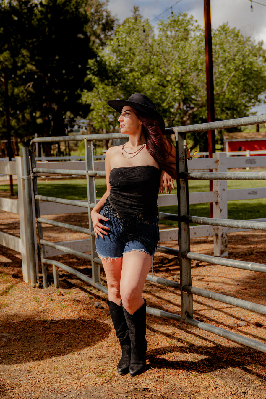 Midnight Maverick Fringe Scarf Top