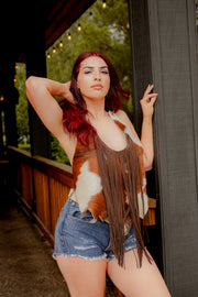 The Tannery Cowhide Fringe Halter