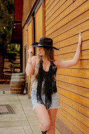 The Tannery Cowhide Fringe Halter
