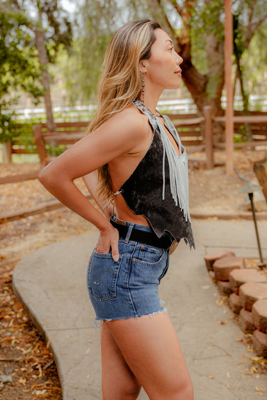The Tannery Cowhide Fringe Halter