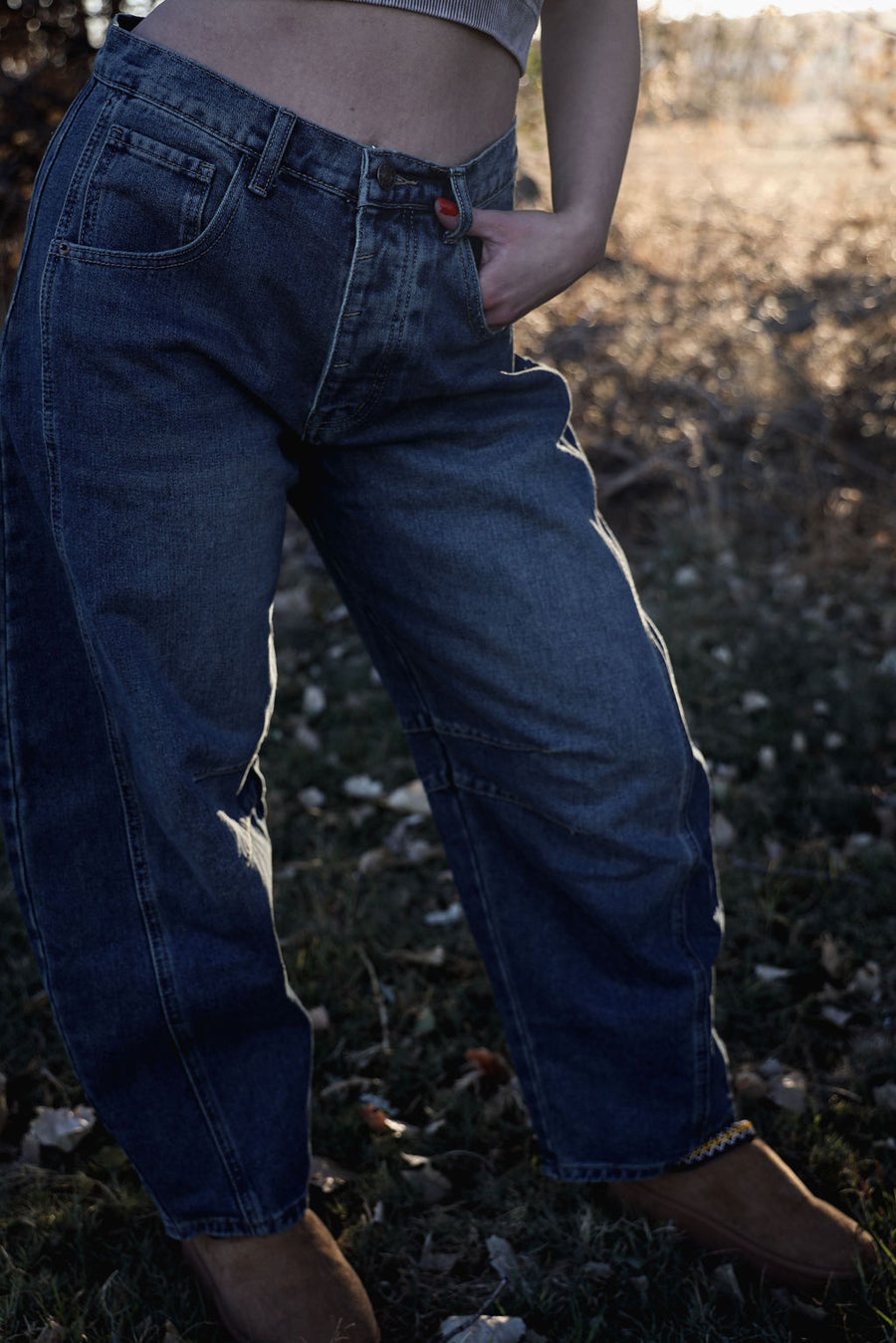 Lucky You Mid-Rise Barrel Jeans- FP DUPE