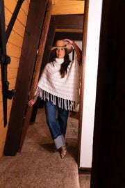 The Chalet Fringe Cream Poncho