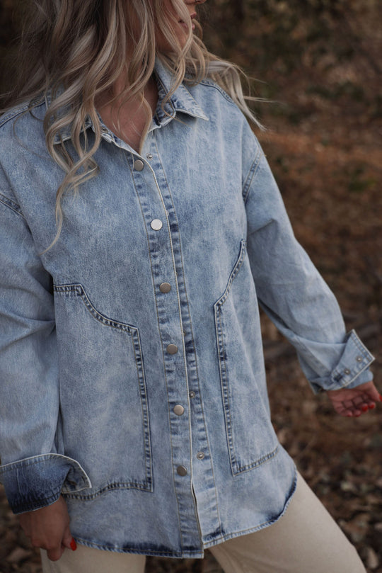 Dylan Denim Oversized Button Down Shirt