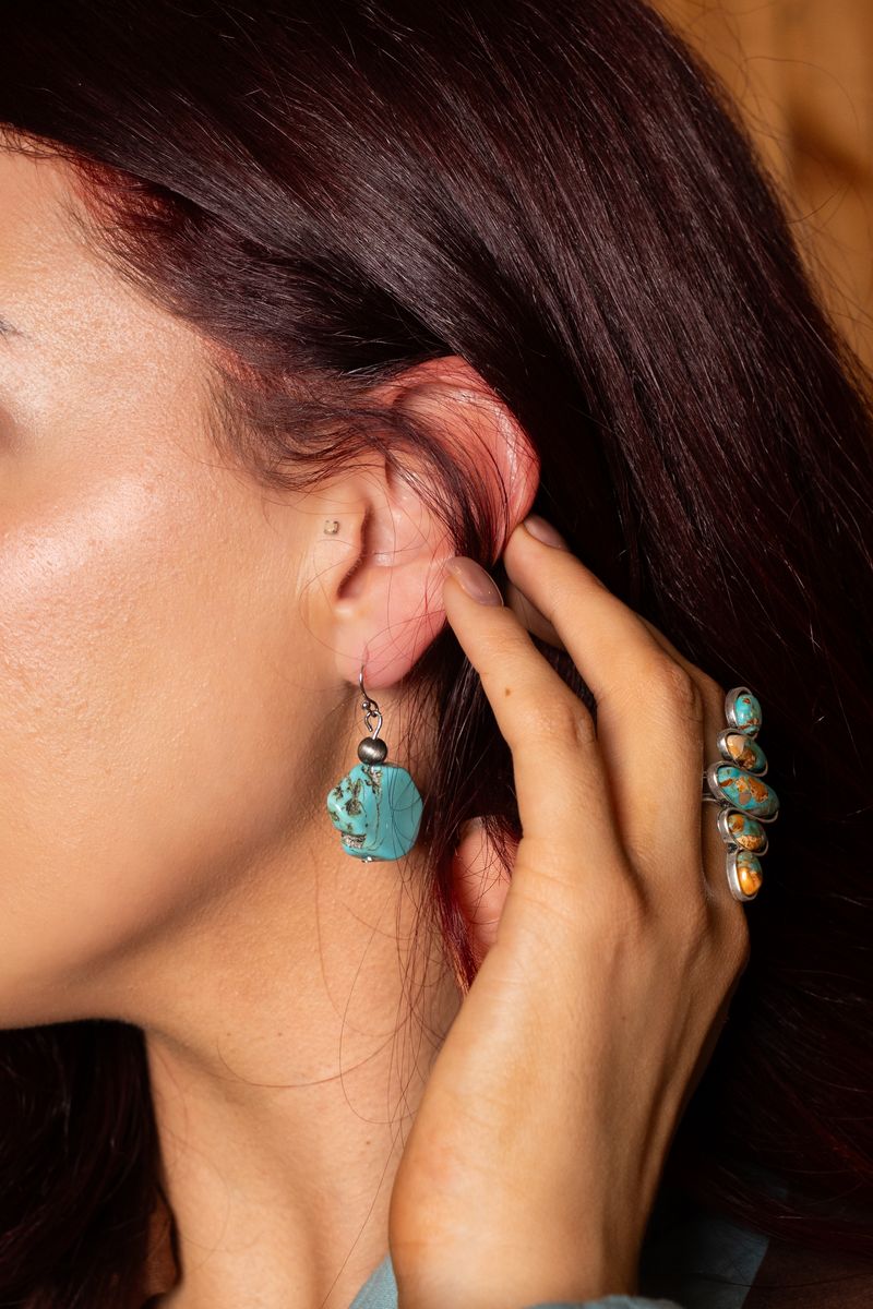 Turquoise Small Slab Drop Earrings